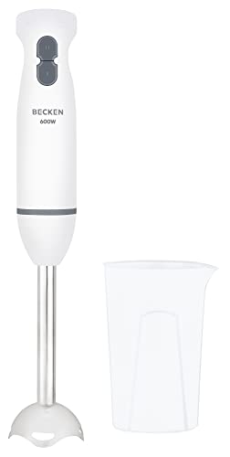 Becken 7526739 - Batidora de Mano, 600W de Potencia, Incluye Vaso Medidor, Blanco