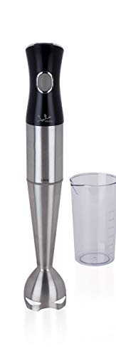 Jata BT5025 - Batidora de Mano de 1.000 W. Pie de acero inoxidable desmontable. Doble cuchilla de acero inox de gran solidez. Pulsador de potencia. Incluye vaso medidor de 600 ml