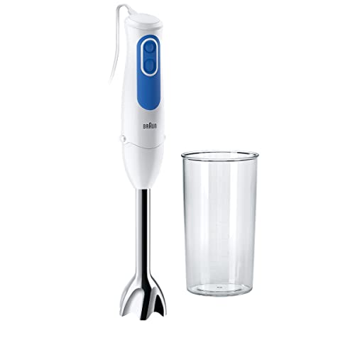 Braun MultiQuick 3 MQ 3000 WH Smoothie+ Batidora de Mano con 2 Velocidades, Tecnología de Control de Salpicaduras, Piezas Aptas para el Lavavajillas, Vaso de Plástico sin BPA de 600ml, 700W, Blanco