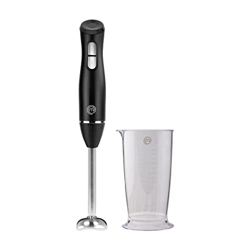 MasterChef Batidora de Mano con Vaso, Minipimer en Acero Inoxidable, con Taza Medidor 700ml, 2 Velocidades, Brazo Desmontable, por Sopas y Aderezos, 400W, Acesorios Cocina Durable