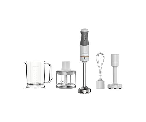 Kenwood Küchengeräte Triblade XL HBM40.306WH - Batidora de mano, batidora con pie de acero inoxidable extraíble con cuchilla de 3 aspas para un puré más rápido, 850 W, color blanco/gris