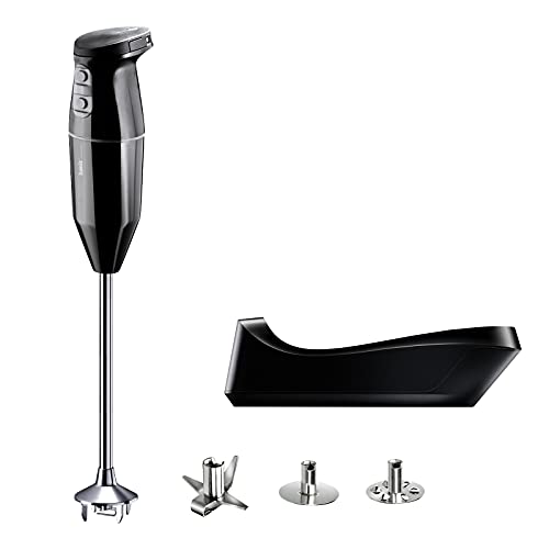 bamix Set de batidora de mano inalámbrica cordless PRO, Cargador, Cuchilla, Mezclador, Disco giratorio de acero inox., 250W, 3 velocidades, Made in Switzerland, Negro