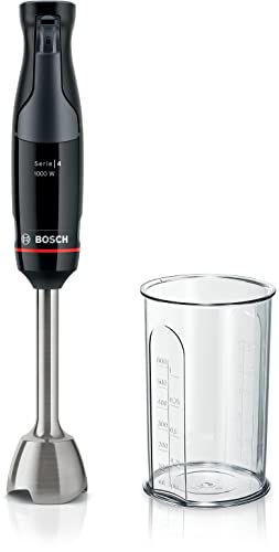 Bosch, batidora de mano, ErgoMaster Serie 4, motor de 1000 vatios, control dinámico de velocidad, sistema QuattroBlade, accesorios incluidos, MSM4B610