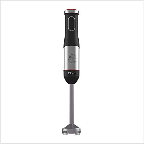 CLOEN Batidora de Mano, Easy Hand Blender, 1200W de Potencia, Mango Antideslizante, 20 velocidades, función de Turbo, Mango Soft Touch, batidora y Pica Hielo.