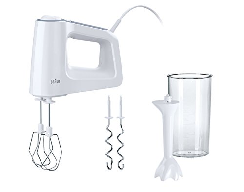 Braun MultiMix 3 - Batidora de mano, 500 W, 0.5 L, plástico/acero inoxidable, 5 velocidades, blanco