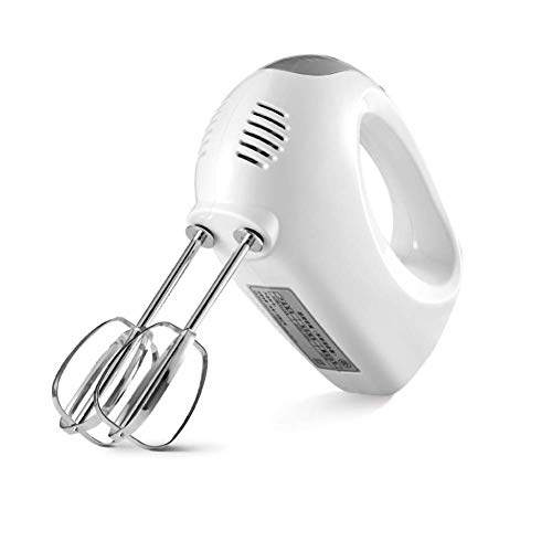 AYDQC Mezclador de Mano portátil de Servicio Pesado, Antiguo batido eléctrico for Hornear batidor automático de Huevos de Huevo de 5 velocidades con un Solo Toque Empleado botón Blanco fengong