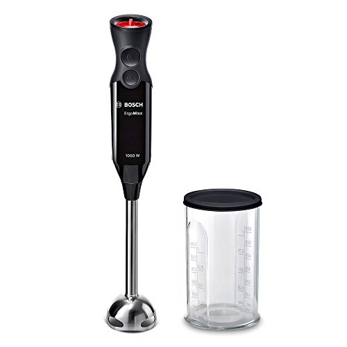 Bosch ErgoMixx Style MS6CB6110 - Batidora de mano, potencia de 1000 W, 12+1 velocidades, con vaso, color negro