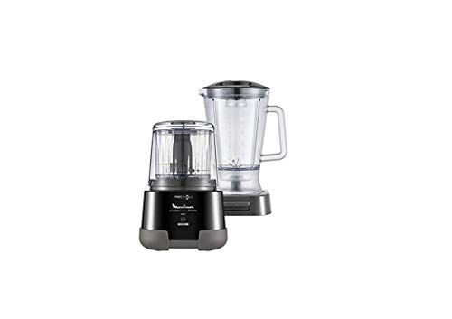 Moulinex Picadora 1.2.3 Ultimate ‎DP8158 - Picadora eléctrica de alimentos y batidora de vaso de 1000 W, 2 barillas Powelix, con una capacidad de 330 g/ 550 ml, revestimiento de titanio, negro