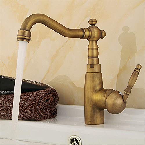 KNOXC Cobre Antiguo de la Cuenca de Fideos Faucet de la Cuenca de una Sola Mano Grifo de Cocina Retro Enfriamiento Rotativo Y Batidora de Agua con una Sola Mano de Mano/Uno