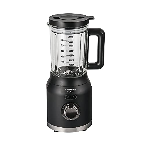 Sogo MixMaster Batidora de vaso, licuadora para zumos, batidos - maquina smoothies maker, picador de alimentos con jarra de cristal 1.8 Litros, Cuchilla de 8 hojas, 1200W, Negro (SS-5525)