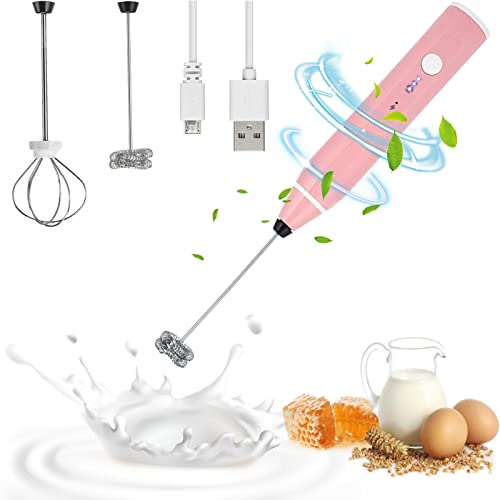 Batidora de mano eléctrica, batidora de mano eléctrica de acero inoxidable, batidora de cocina, batidoras de mano Kitchen Aid, batidora de mano inalámbrica para cocinar (5V)(Rosa)