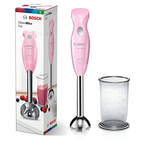 Bosch MSM2410D - Batidora, 400 W, pie de acero inoxidable, vaso medidor y para mezclas Gentle Pink/Grau