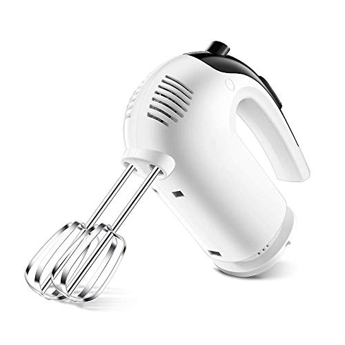 AYDQC Batidores de Acero Inoxidable de Mano portátil, batidadores eléctricos de Huevo eléctrico de Alta Potencia Antigua for la Cocina Ajustes de 5 velocidades: Blanco fengong (Color : White)