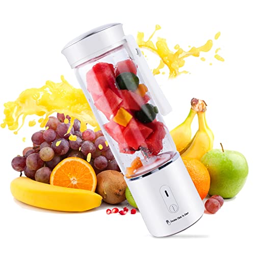 Mini Batidora Portatil, 450ml Batidora De Vaso Con 6 Cuchillas, Licuadoras Para Zumos Y Batidos USB Recargable, Vaso Batidora De Mano Mini Licuadora Portatil Para Fruta Verdura Smoothies Milkshake