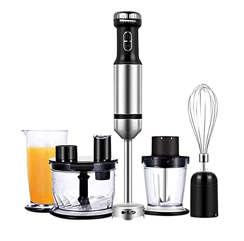 SMSOM Blender Mano de inmersión de 6 en 1, 800W Potente Blender Steel Steel Stick con batidor de Huevo, Chopper 700ml y Cubilete de 1250 ml con Tapa, Desmontable