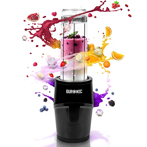 Duronic BL510 Mini batidora eléctrica personal | Mini Batidora con Botella de 570 ml de capacidad y Potencia de 500 W | Batidora eléctrica para gimnasio | Haz batidos y smoothies | Color Negro