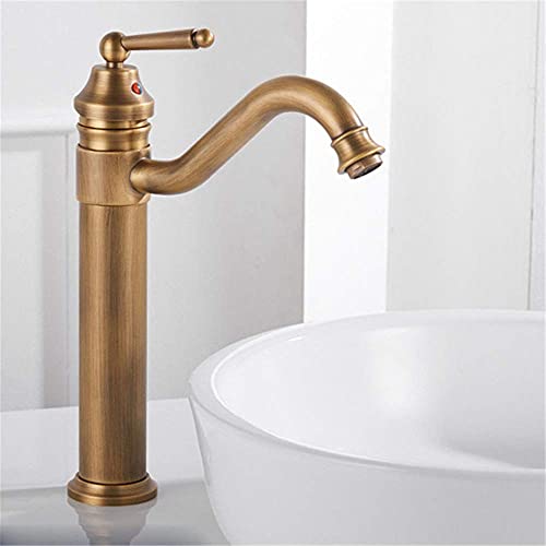 KNOXC Cocina Dere de Bronce Retro, Grifo, Baño, Baño, Grifo, Batidora de Agua Fría, Tira de una Sola Mano/para Fingir Algo Antiguo