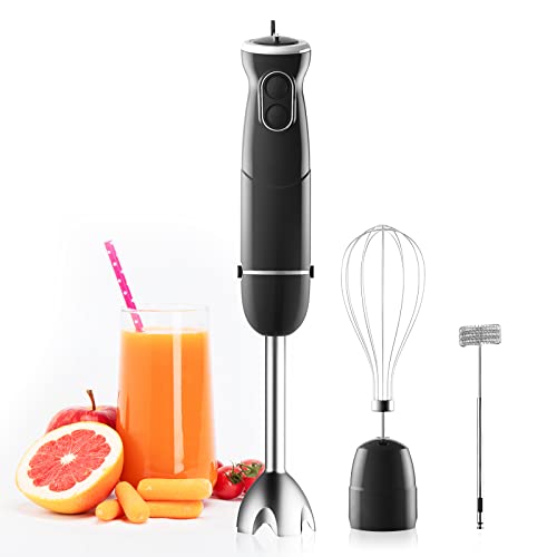 Batidora de Mano, Batidora de Inmersión 3 en 1 de Mano, Batidor de Huevos 500W, 6 Velocidades, sin BPA para Hacer Alimentos para Bebés, Batidos, Sopas