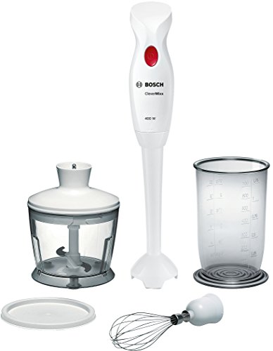 Bosch Hogar CleverMIXX Batidora de Mano, 400 W, plástico, Blanco y Rojo