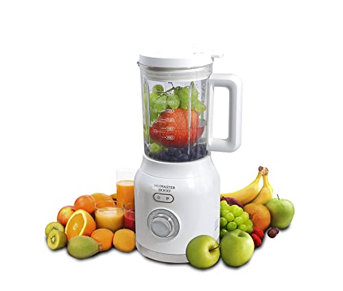 Sogo MixMaster Batidora de vaso, licuadora para zumos, batidos - maquina smoothies maker, picador de alimentos con jarra de cristal 1.8 Litros, Cuchilla de 8 hojas, 1200W, Blanco (SS-5525)