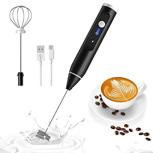 Espumador Eléctrico de Mano, Winzwon Batidor Eléctrico 2 en 1 USB Recargable, Batidor de Leche 3 Velocidades Ajustable para Latte, Cappuccino, Huevo