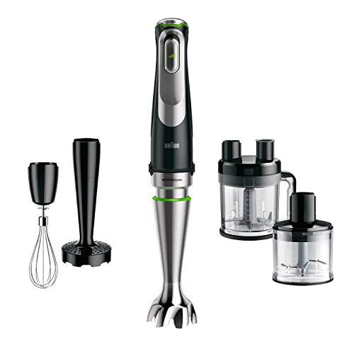 Braun Hogar Minipimer MQ 9187XLI Batidora de Mano, 1200W, vaso medidor, varillas de acero inoxidable, picadora y bol procesador de alimentos, negro