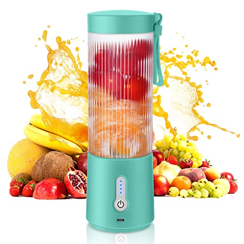 Ticfly Batidora portátil - Batidora personal - USB recargable 4000 mAh 450 ml batidora smoothie maker, mini batidora con 6 cuchillas para el hogar, batidora de mano, deportes, gimnasio y al aire libre